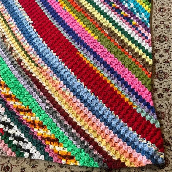 Colorful Scrappy Crochet Afghan 47X66 - Picture 3 of 12